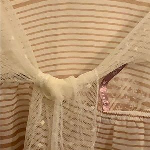 Mauve: tan and white sheer tank